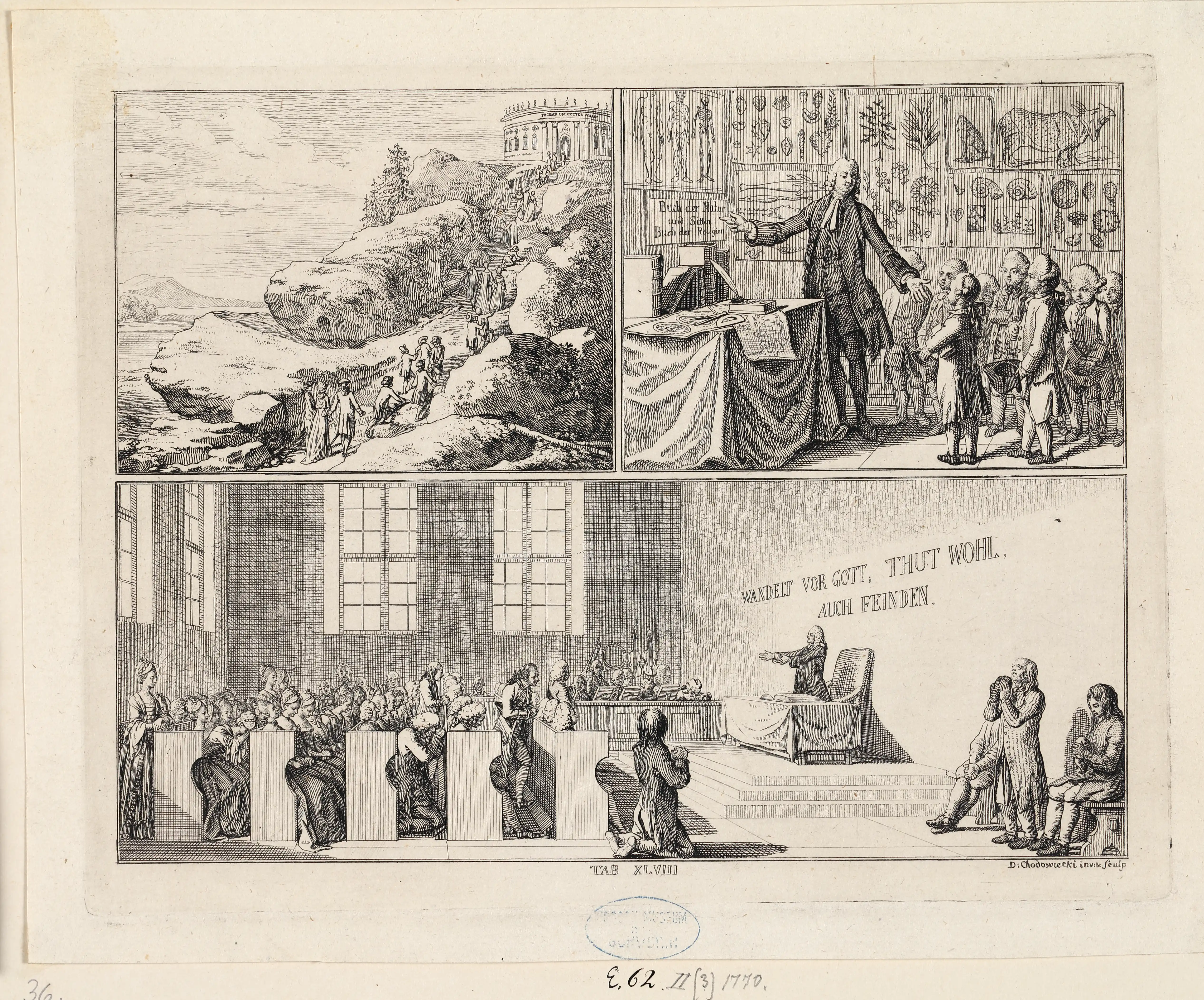 Daniel Chodowiecki, Tafel XLVIII (48) »Wirkungen der Religion« aus dem Basedowschen Elementarwerk, 1774