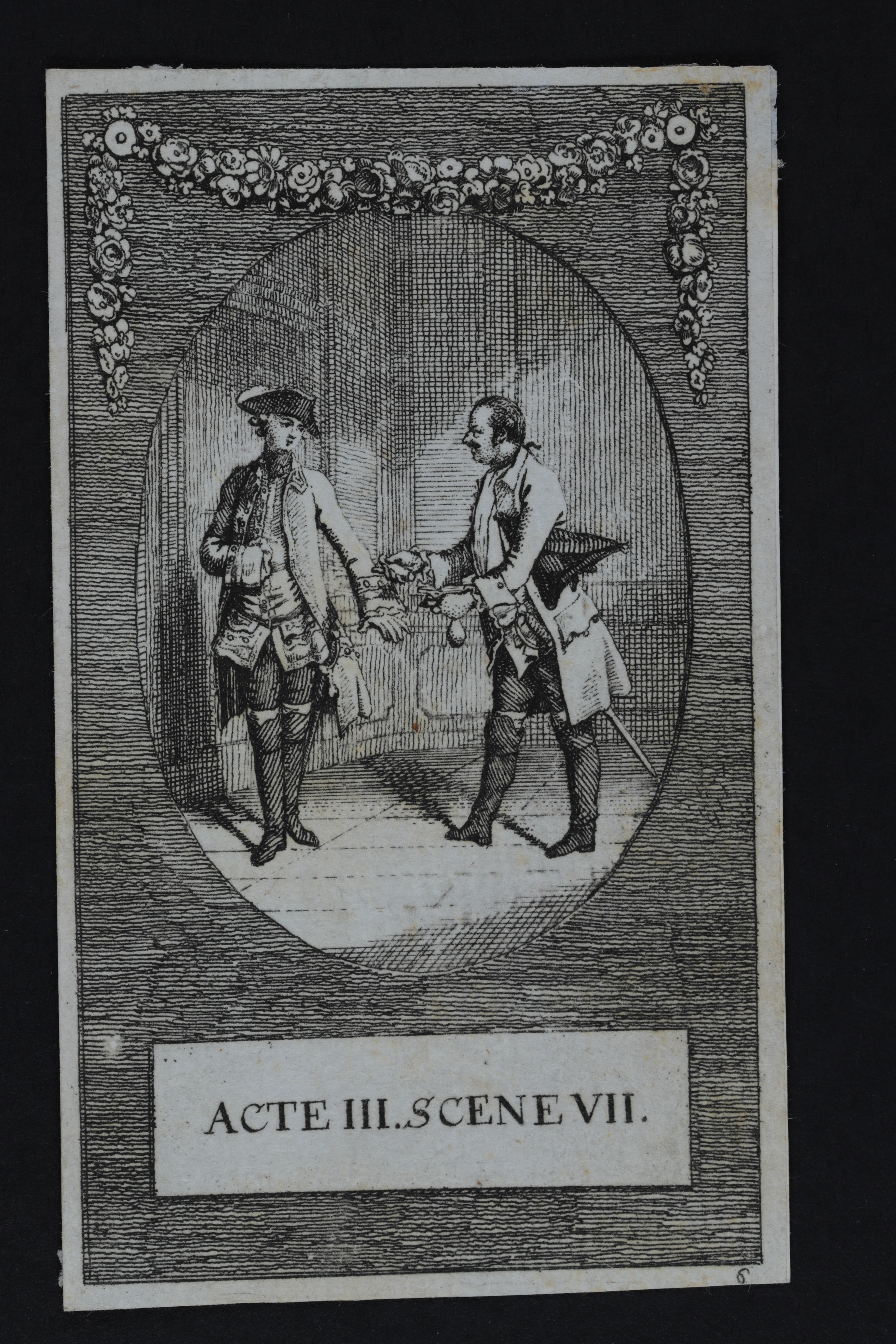 Daniel Chodowiecki, Minna von Barnhelm III. Aufzug, VII. Auftritt, 1769, Radierung / Gleimhaus Halberstadt – Museum der deutschen Aufklärung