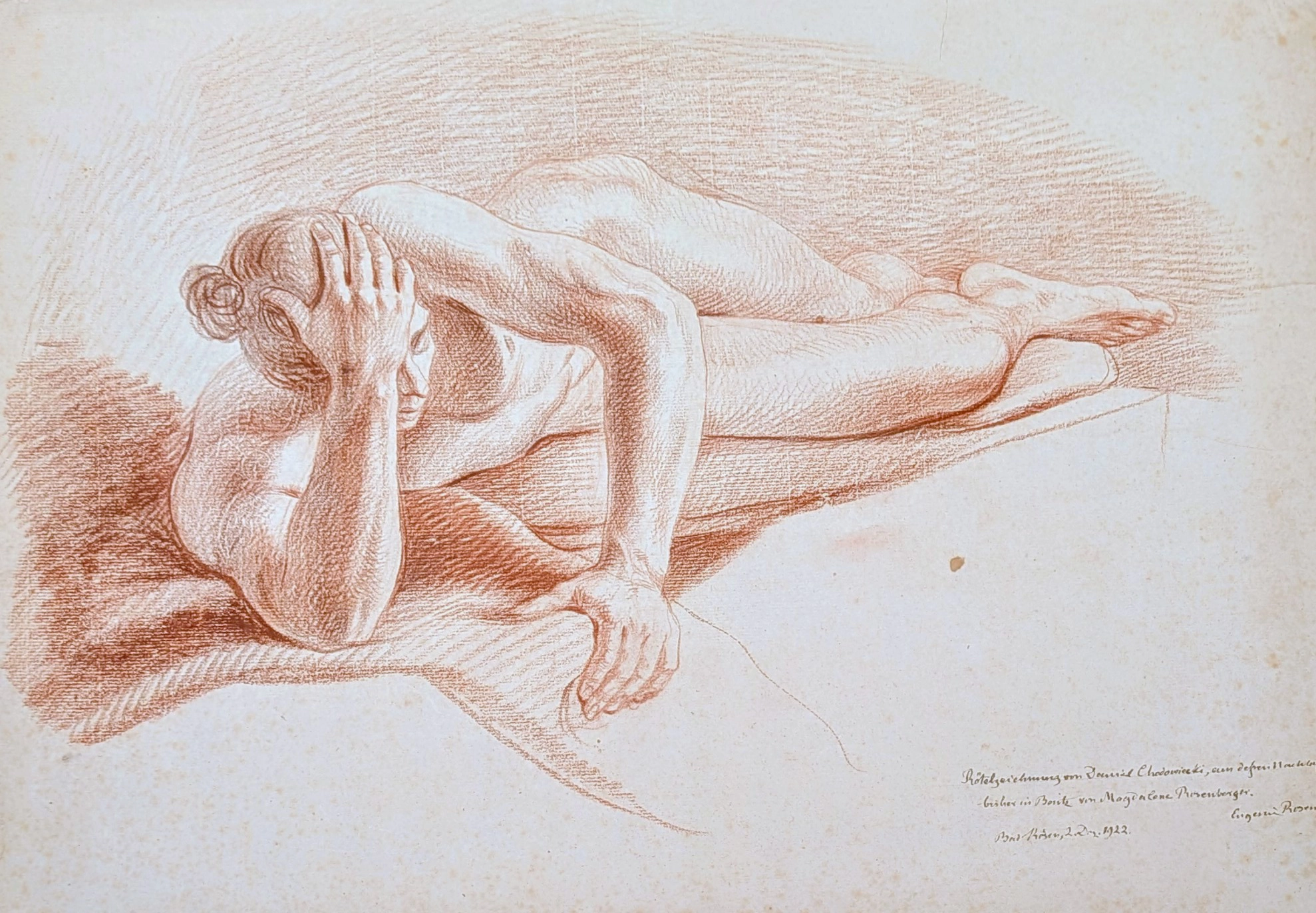 Daniel Chodowiecki, Akt, nach 1750, Zeichnung auf Bütten, ursprünglich im Besitz der Chodowiecki-Tochter Suzette / Deutsches Hugenotten-Museum Bad Karlshafen