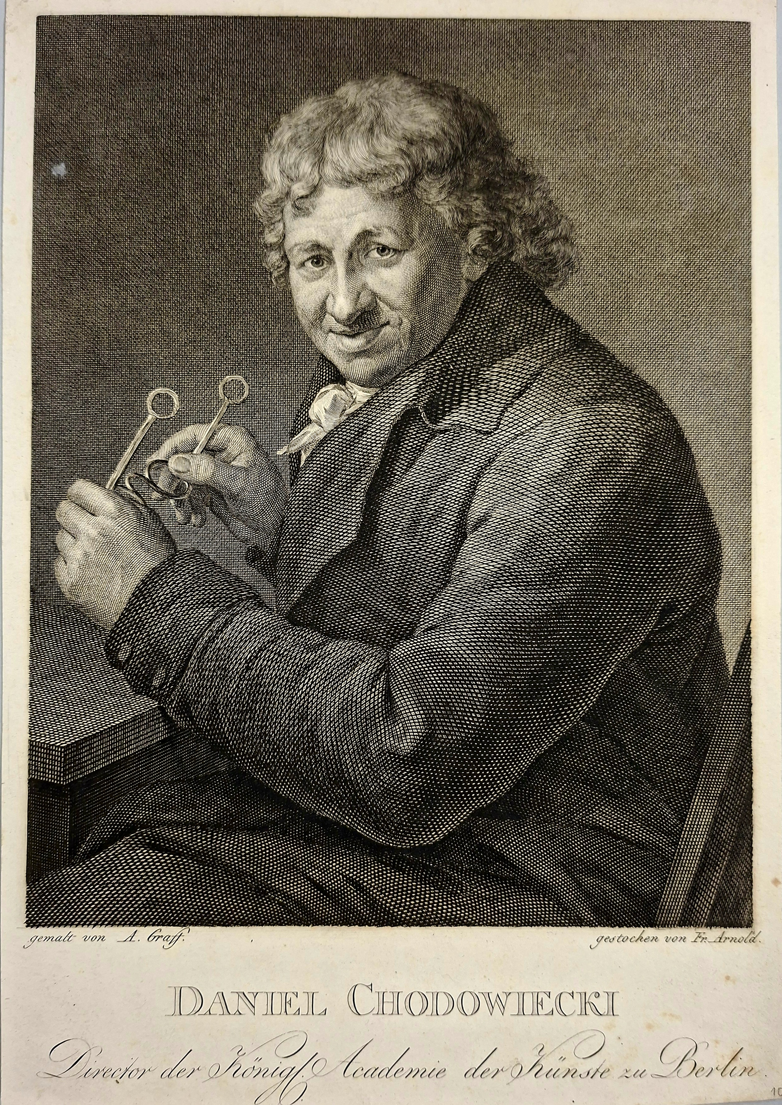Porträt Daniel Chodowiecki, gestochen von Johann Friedrich Arnold nach einem Gemälde von Anton Graff, nach 1800