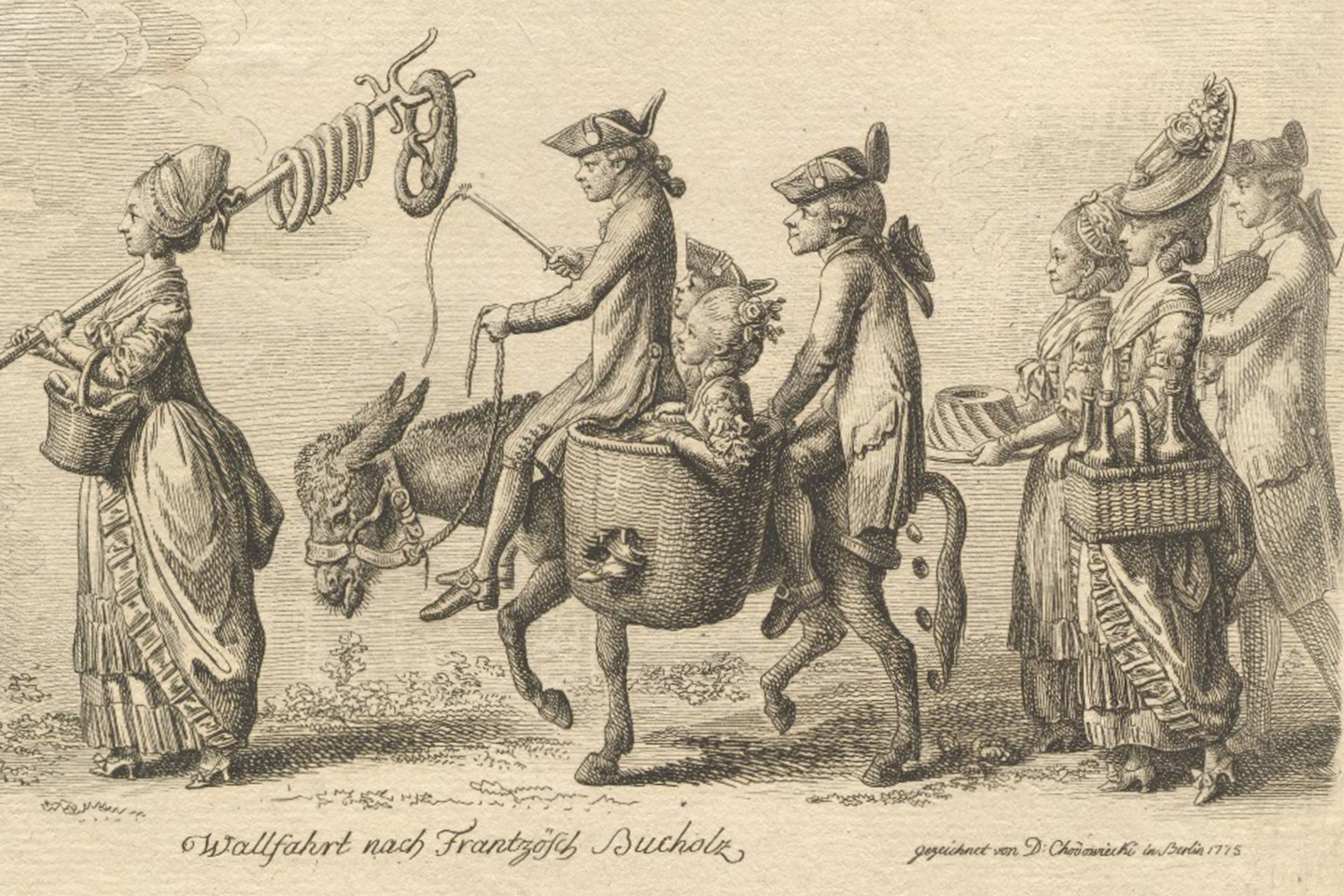 Daniel Chodowiecki (Entwurf und Stich), Die Wallfahrt nach Französisch Buchholz, 1779, Radierung, 22 x 16,5 cm / Privatsammlung, Hessen / © D'mage Berlin/Schloss Neuhardenberg